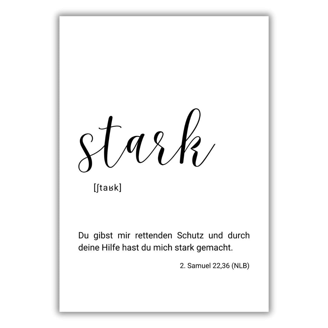 christliches Poster - stark mit Bibelvers aus 2. Samuel