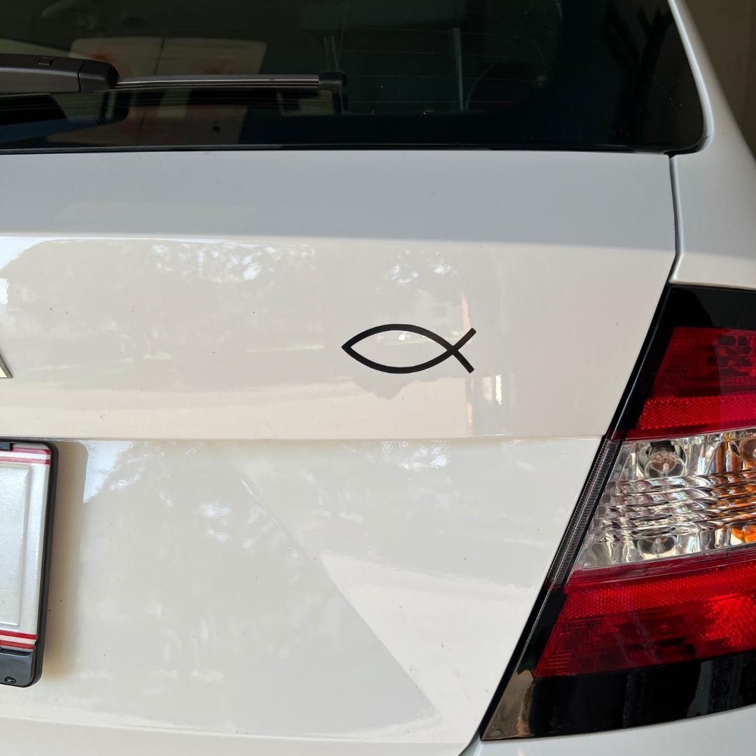 christlicher Autoaufkleber Ichthys Fisch - schwarz