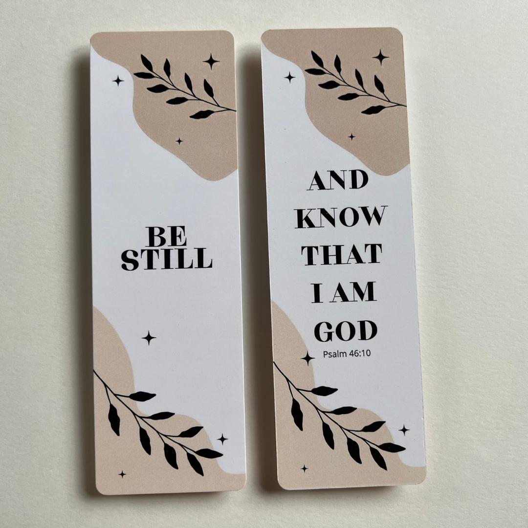 christliches Lesezeichen mit Bibelvers - be still and know that I am God