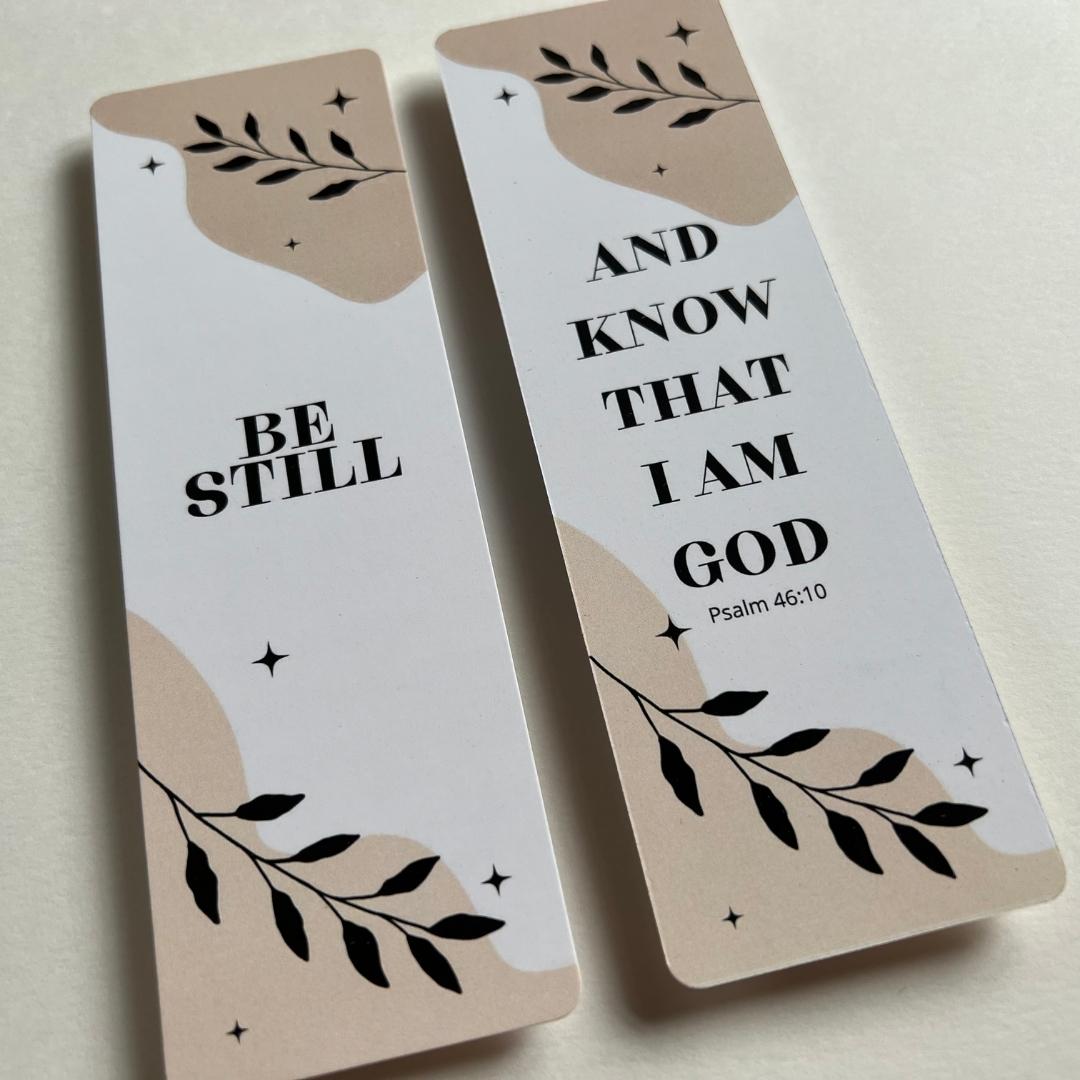 christliches Lesezeichen mit Bibelvers - be still and know that I am God