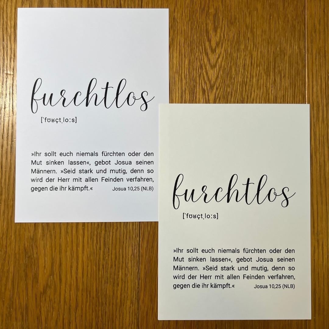 christliches Poster - furchtlos mit einem Bibelvers aus Josua