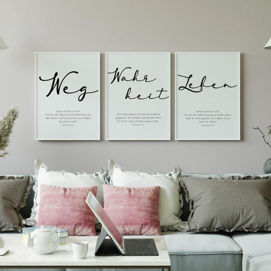 christliches Poster - Weg Wahrheit Leben - 3er Pack