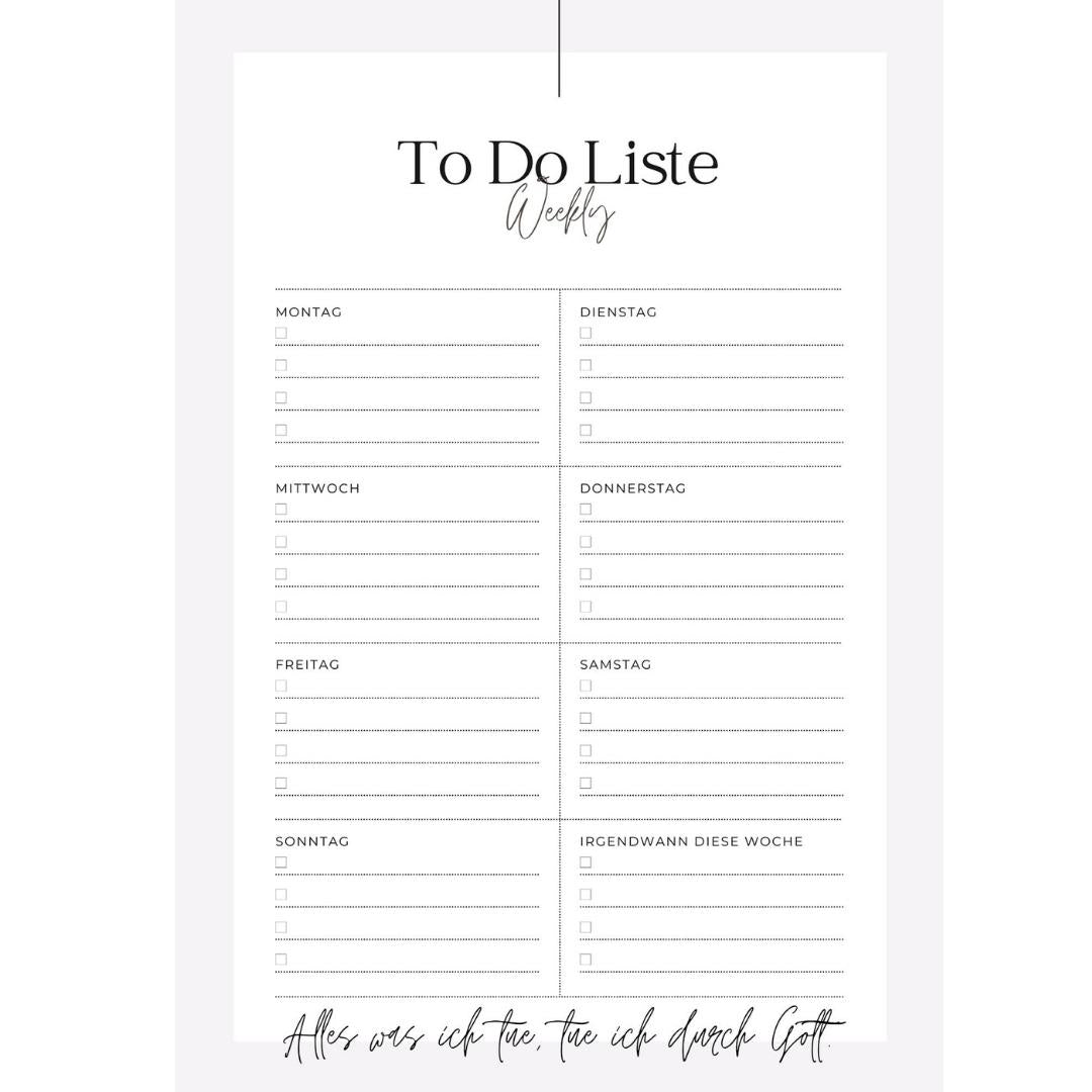 christlicher Wochenplaner - To-Do-Liste