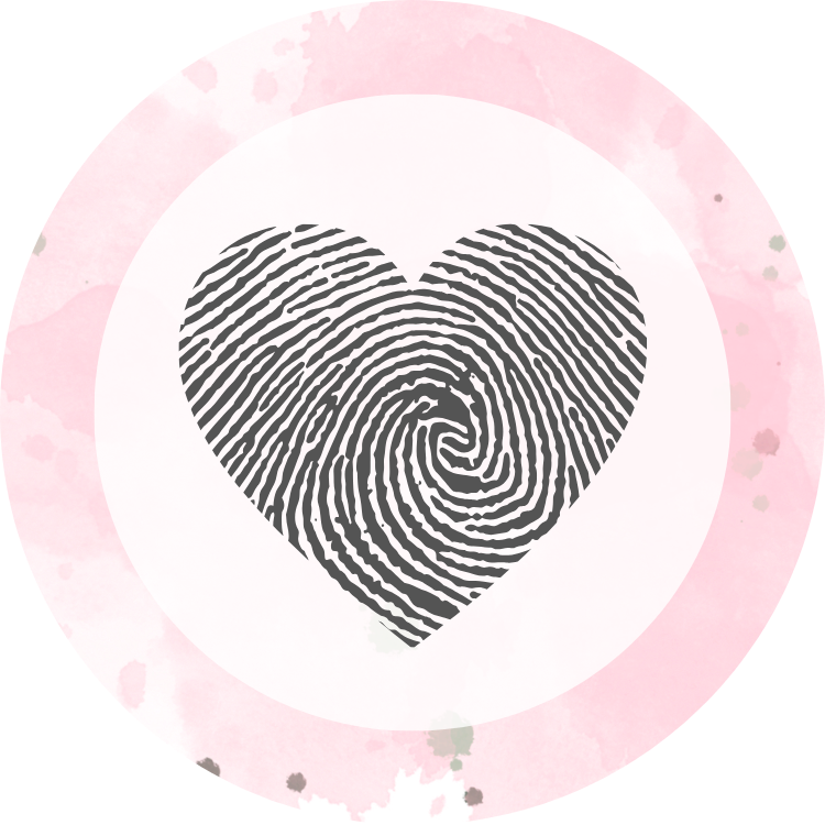 kleines Icon mit Fingerabdruck in Herzform, steht für einzigartige christliche Geschenke