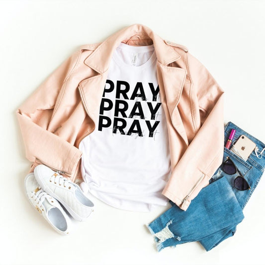 christliches T-Shirt für Frauen - pray schwarz